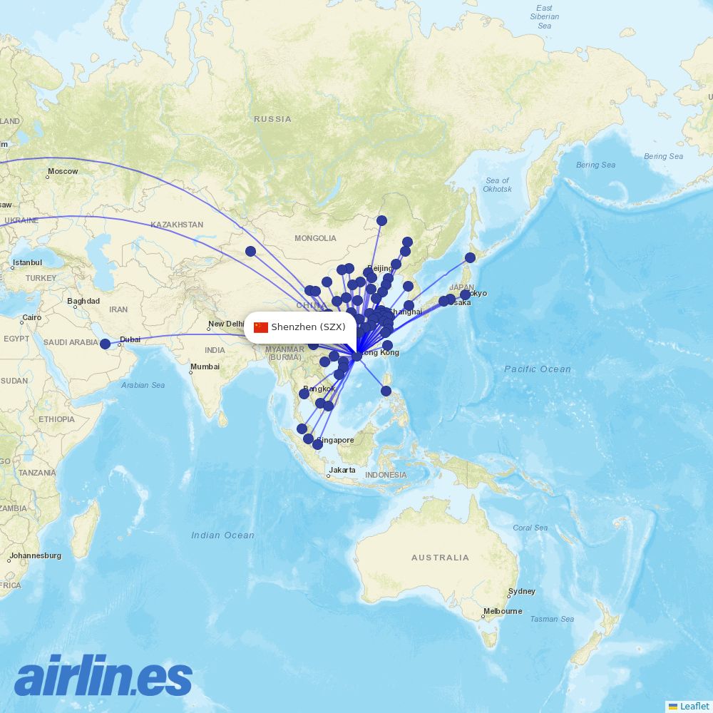 Shenzhen Airlines at SZX route map