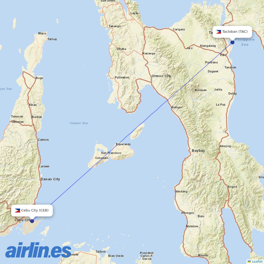 Cebgo at TAC route map