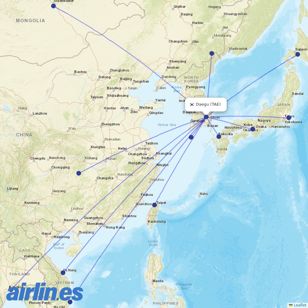 T´Way Air at TAE route map