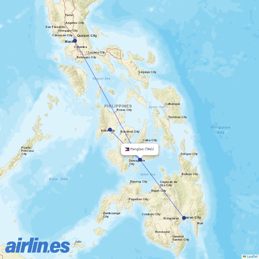 Cebu Pacific Air from Bohol International Airport destination map