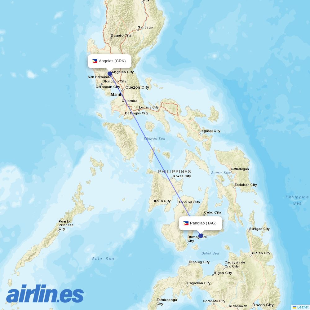 Cebgo from Bohol International Airport destination map