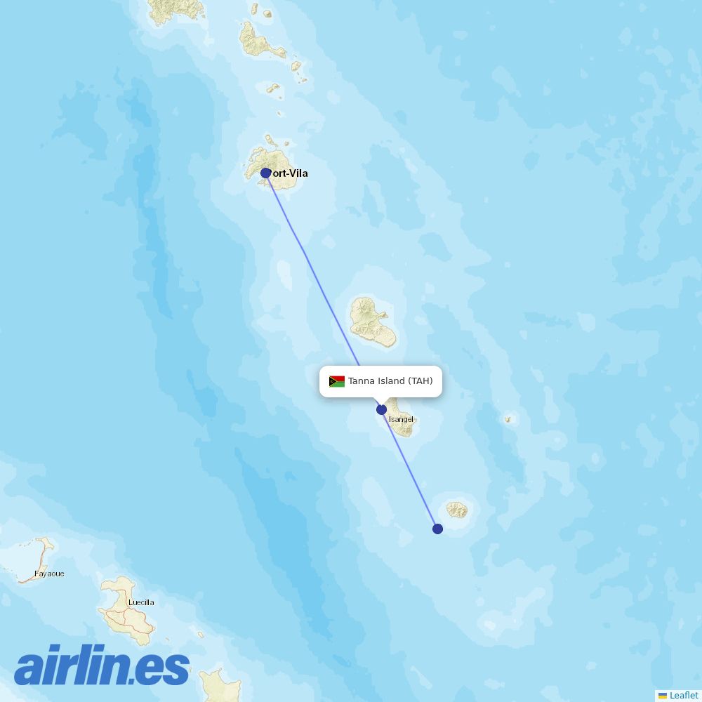 Air Vanuatu at TAH route map