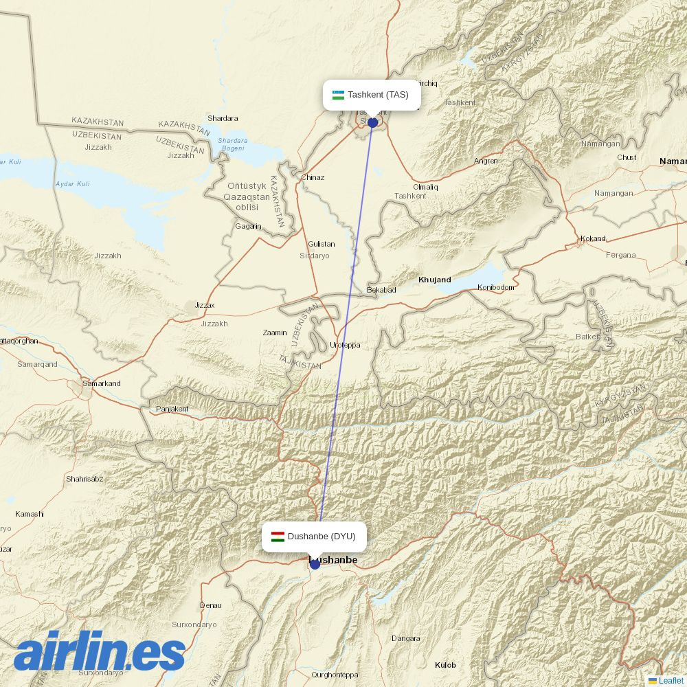 Somon Air at TAS route map