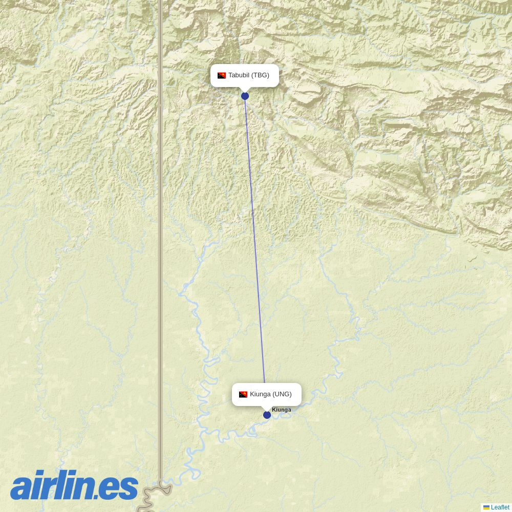 PNG Air from Tabubil destination map