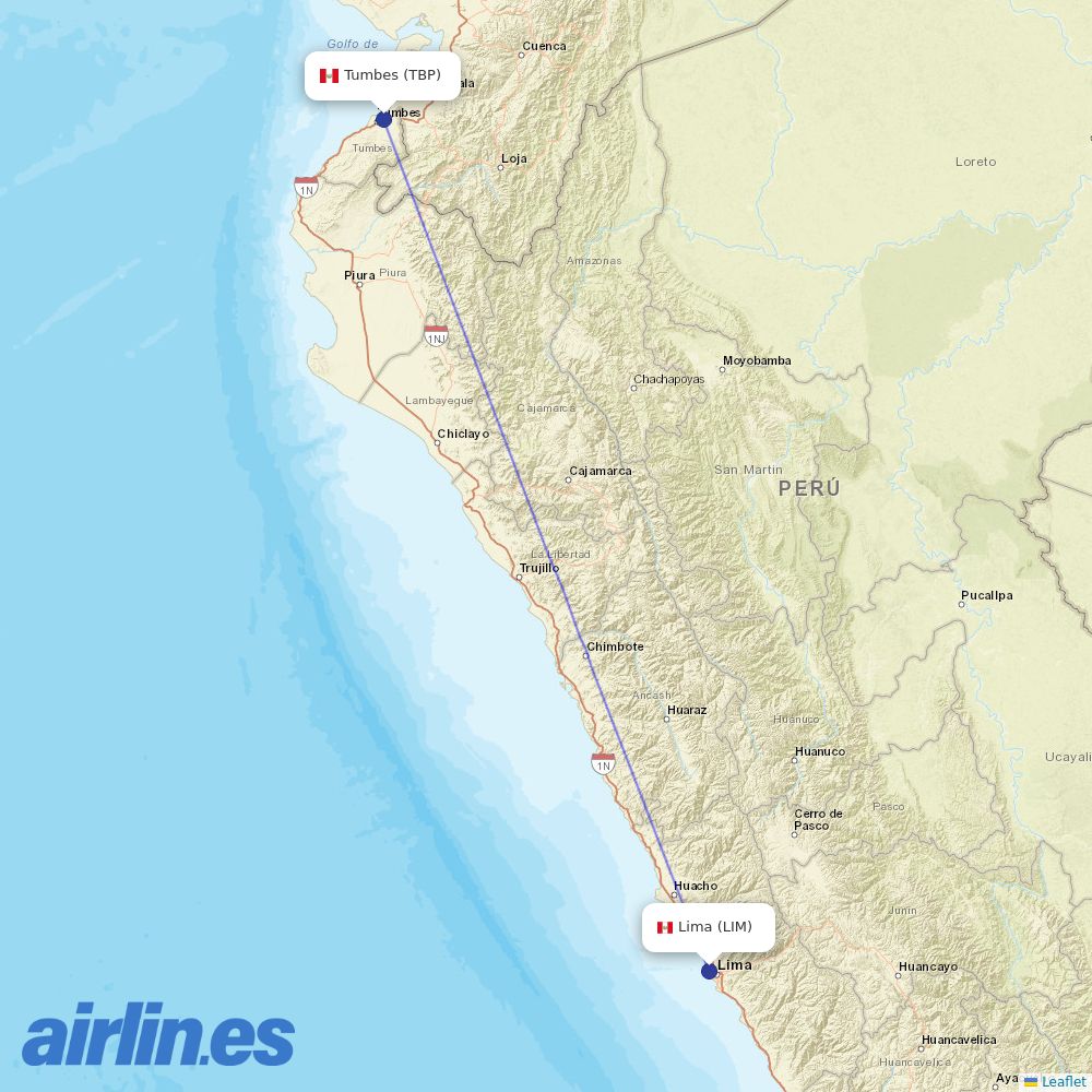 Sky Airline from Pedro Canga destination map