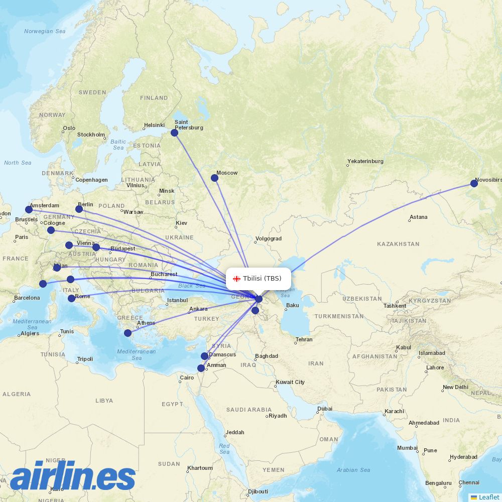 Georgian Airways from Lochini destination map