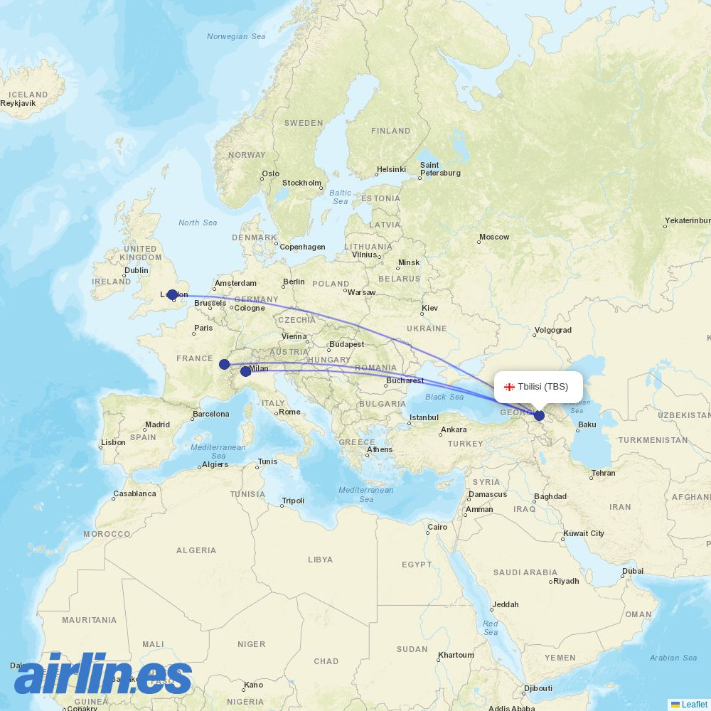 easyJet from Lochini destination map