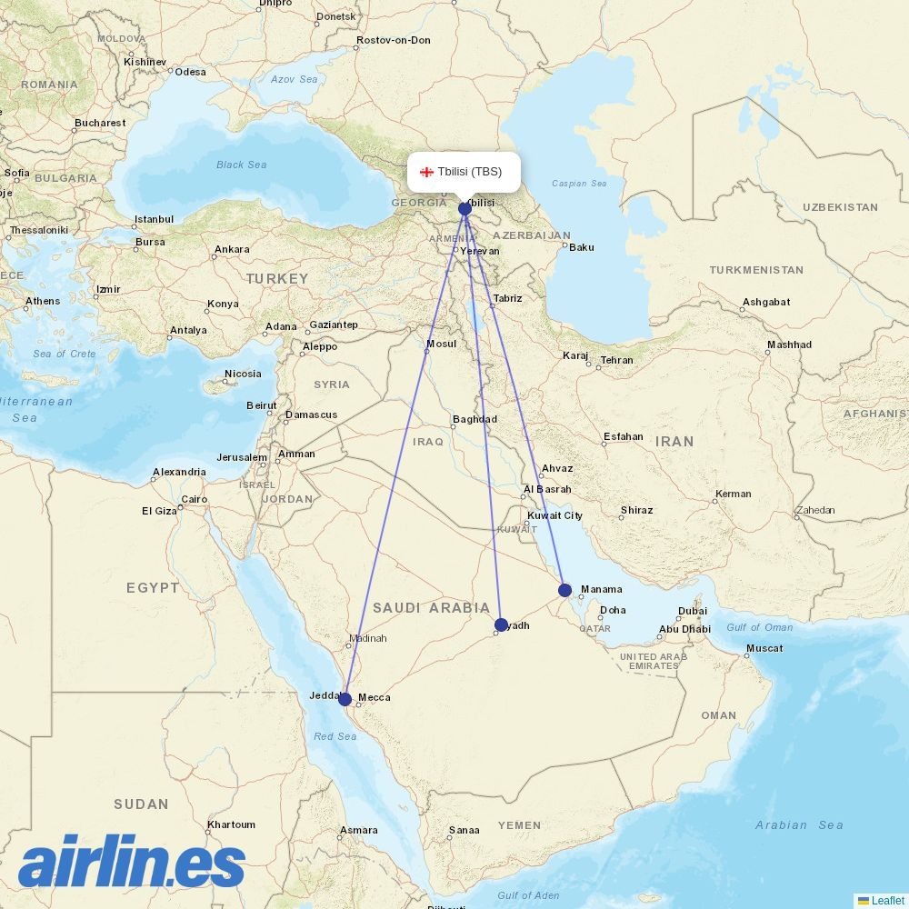 Flynas from Lochini destination map