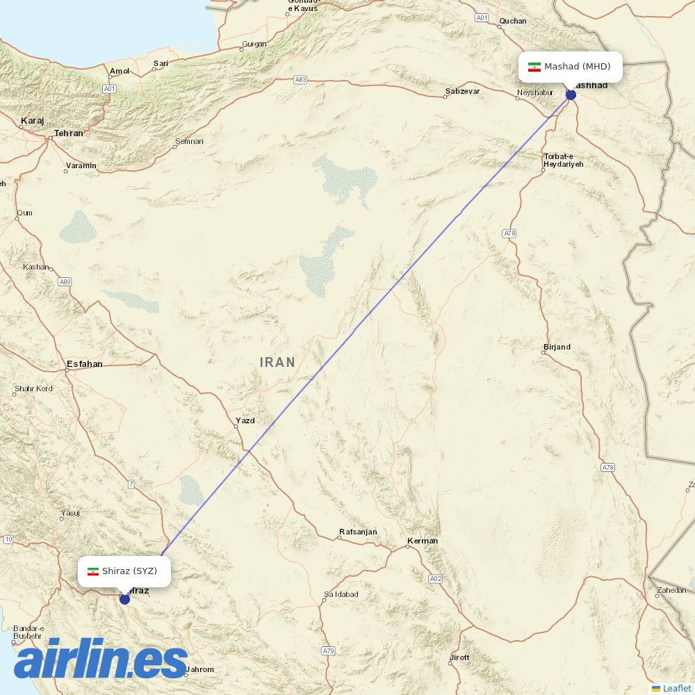 Sepehran at TBZ route map