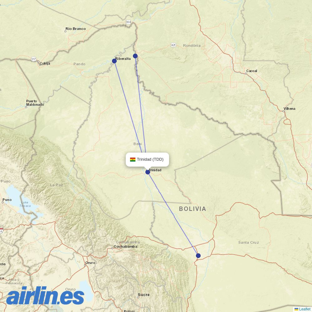EcoJet at TDD route map