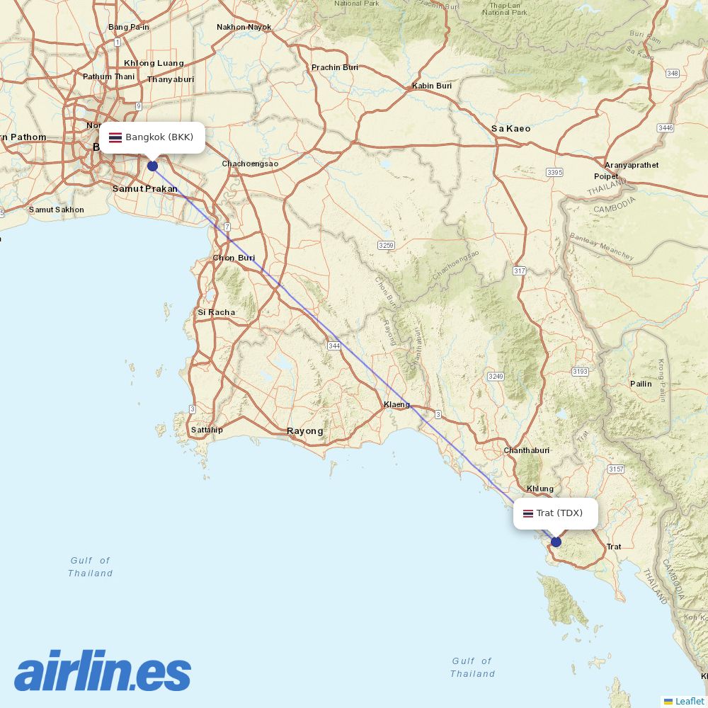 Bangkok Airways at TDX route map