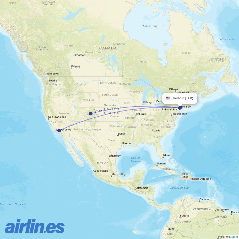 Nok Mini from Teterboro destination map