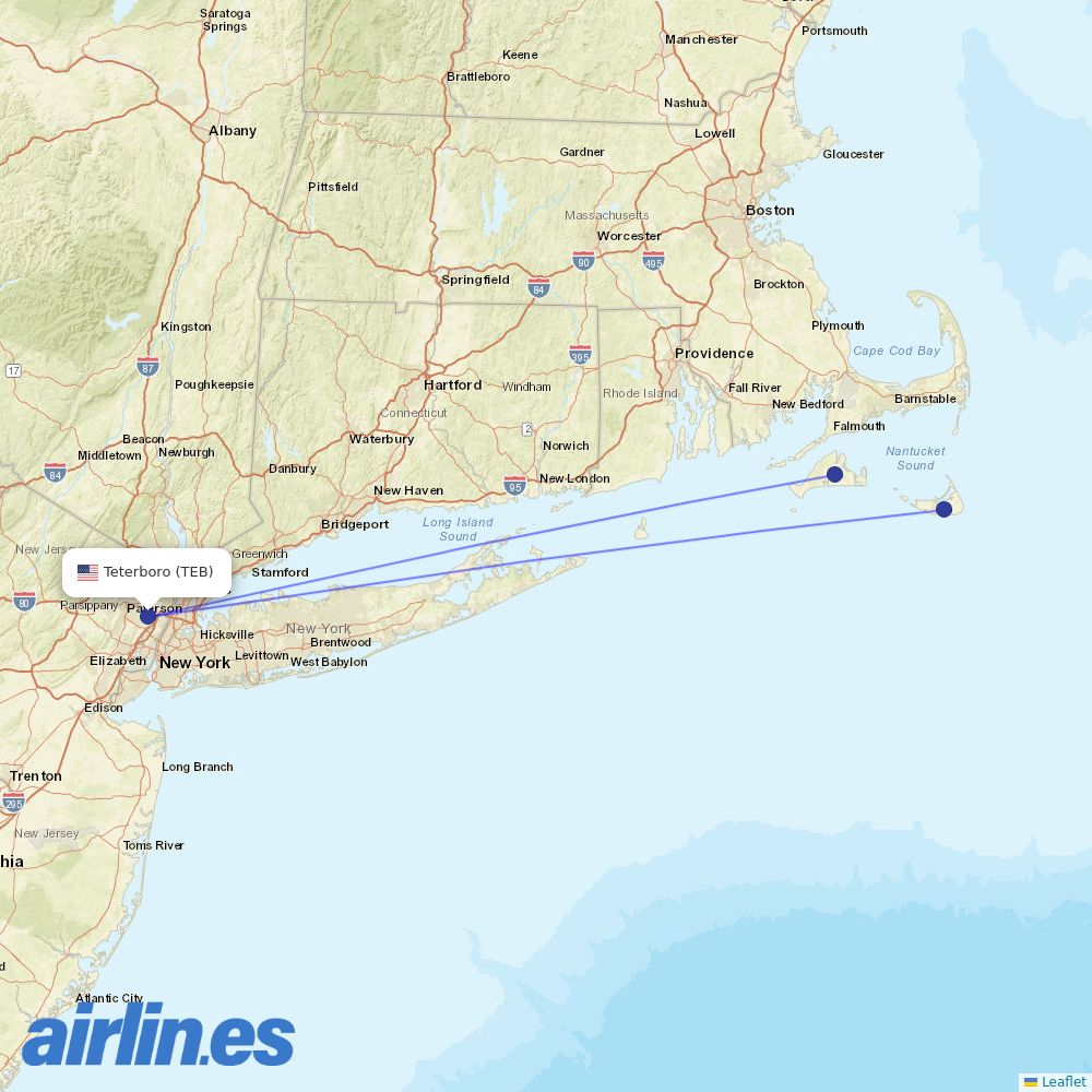 Tradewind Aviation at TEB route map