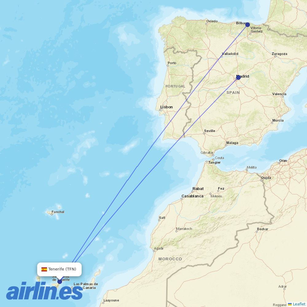 Air Europa at TFN route map