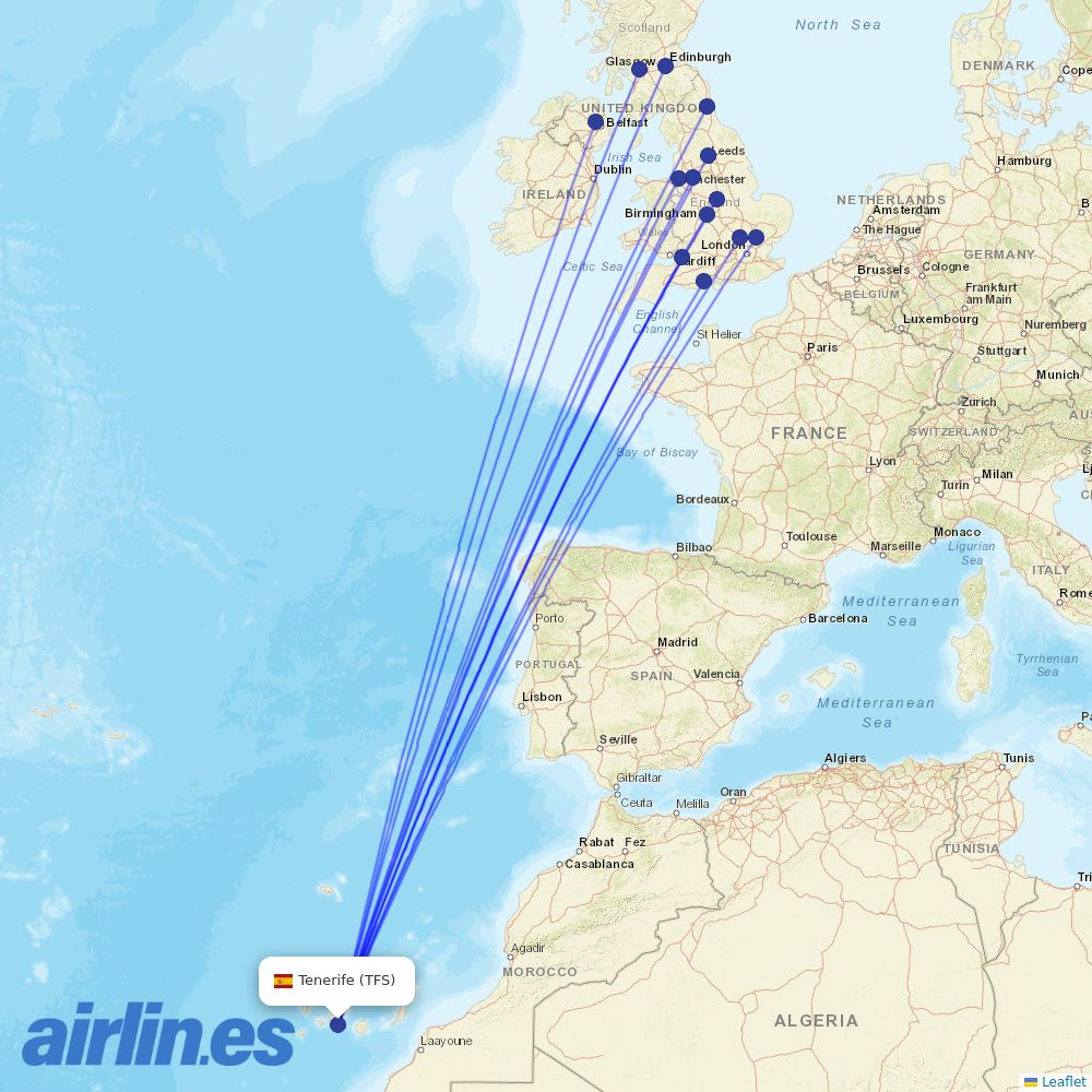 Jet2 at TFS route map