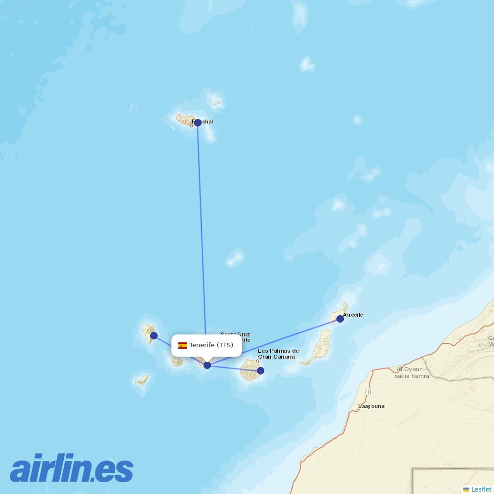 Binter Canarias at TFS route map