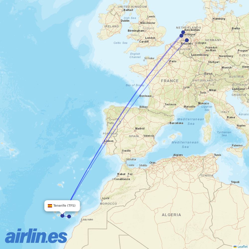 TUIfly Netherlands at TFS route map