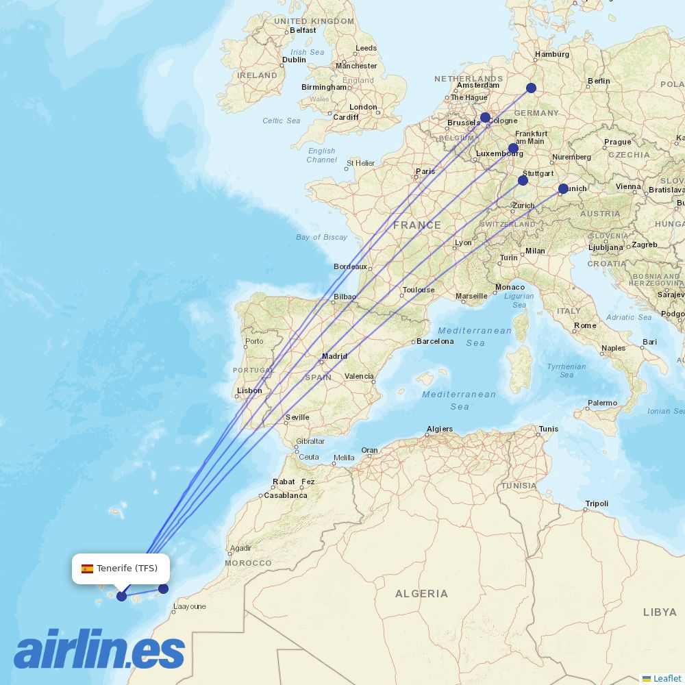 TUIfly at TFS route map