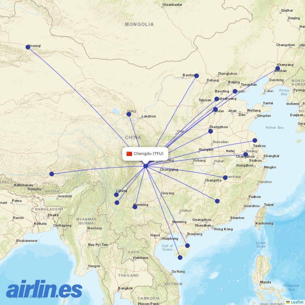 Lucky Air at TFU route map