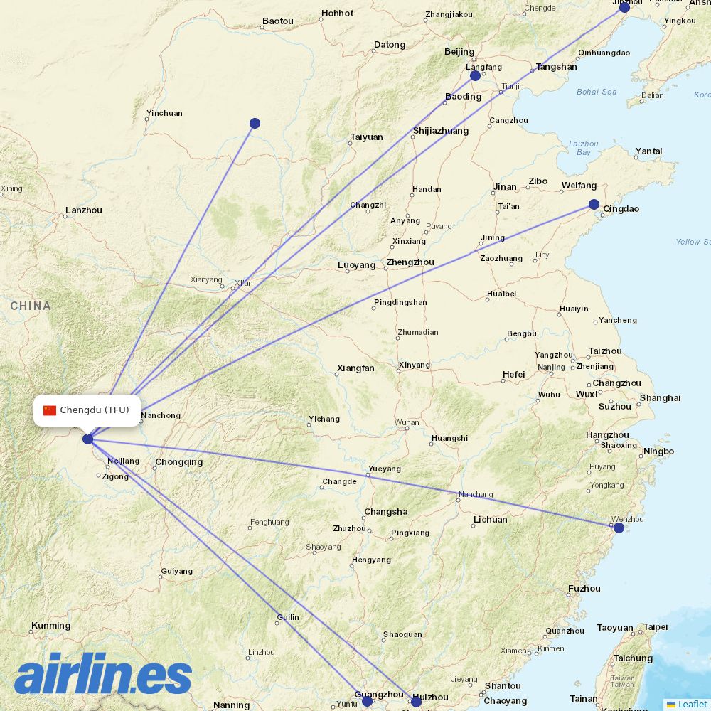 China United Airlines at TFU route map