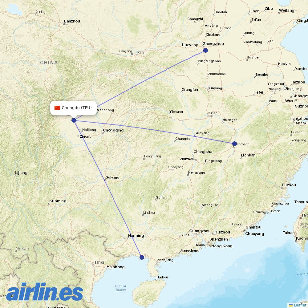 Jiangxi Airlines at TFU route map