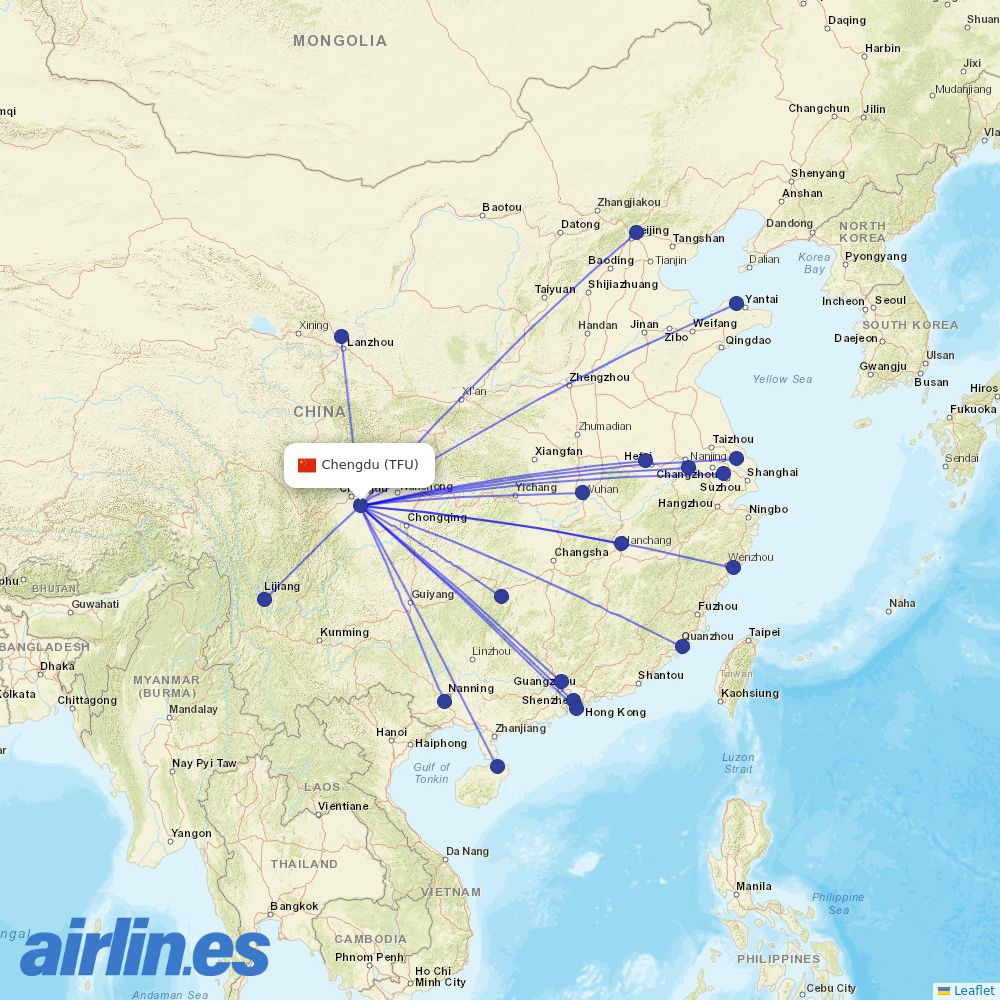 Shenzhen Airlines at TFU route map