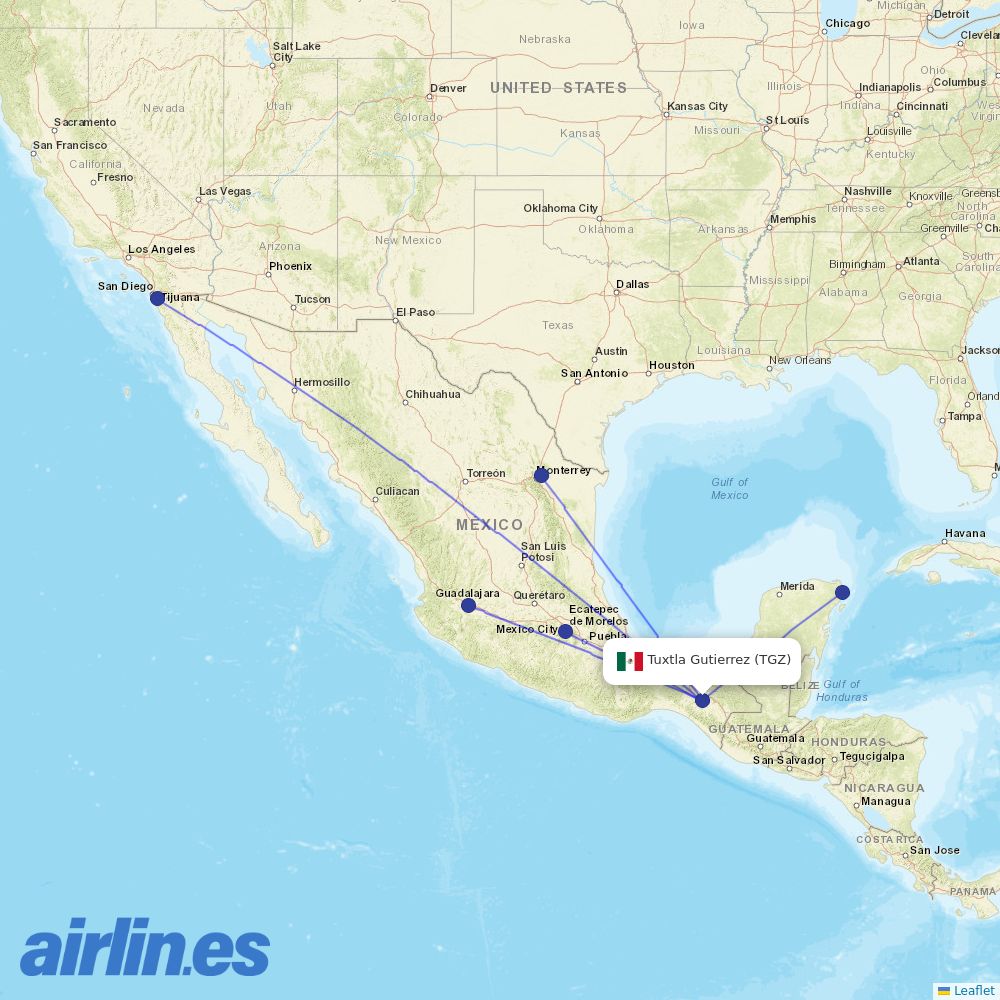 Volaris from Francisco Sarabia destination map