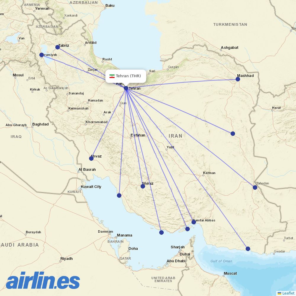Iran Airtour at THR route map