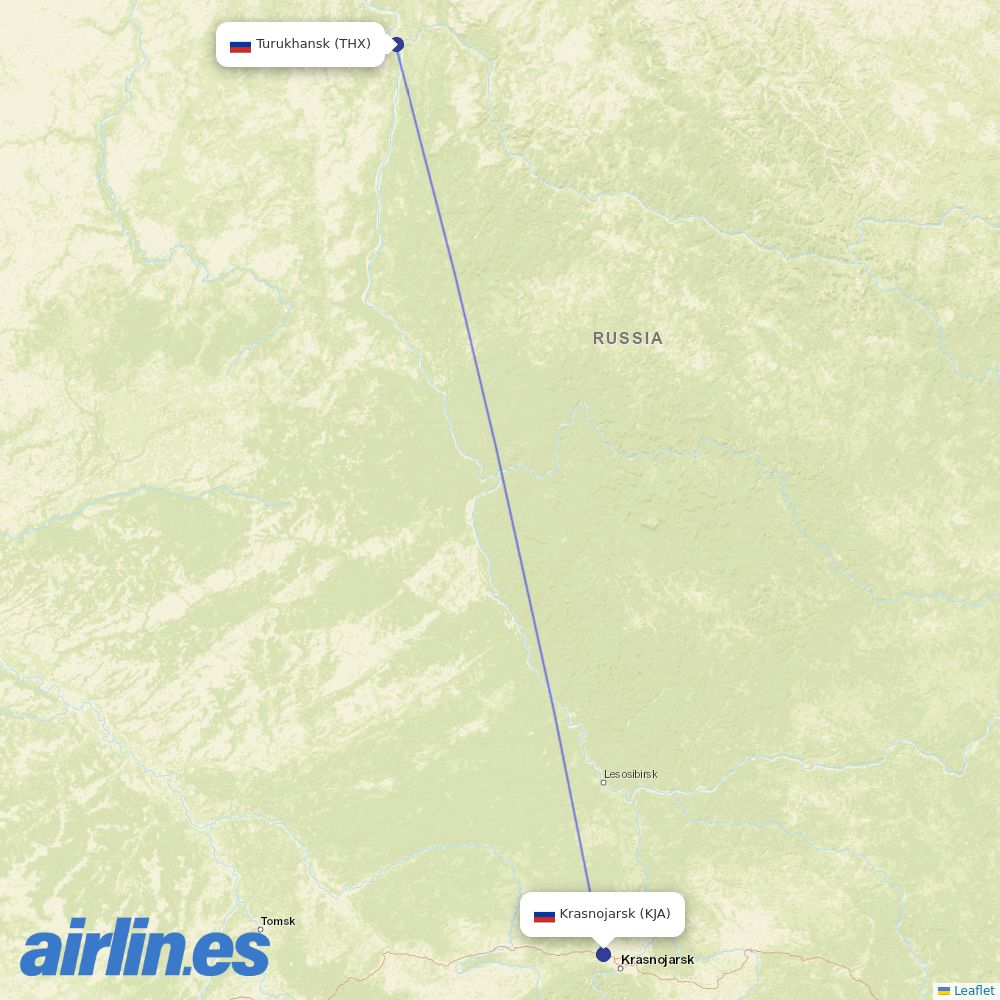 KrasAvia at THX route map