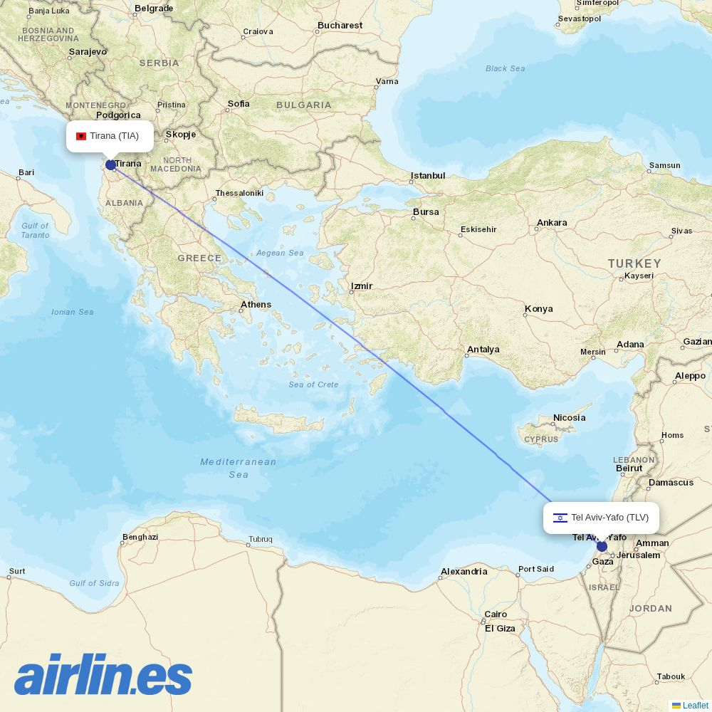 Arkia at TIA route map