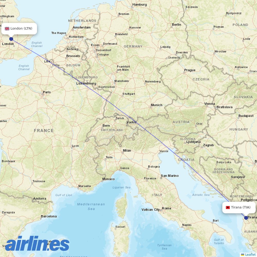 Wizz Air UK at TIA route map