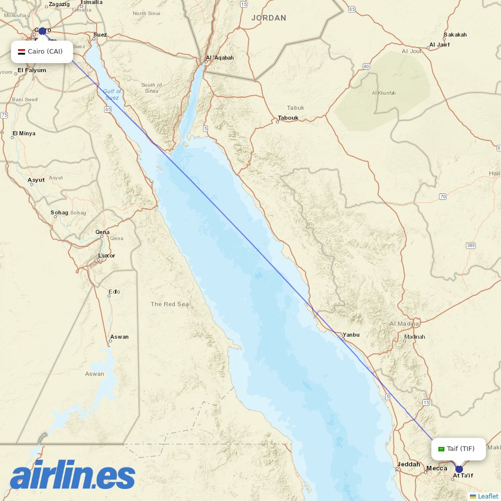 Air Arabia Egypt at TIF route map