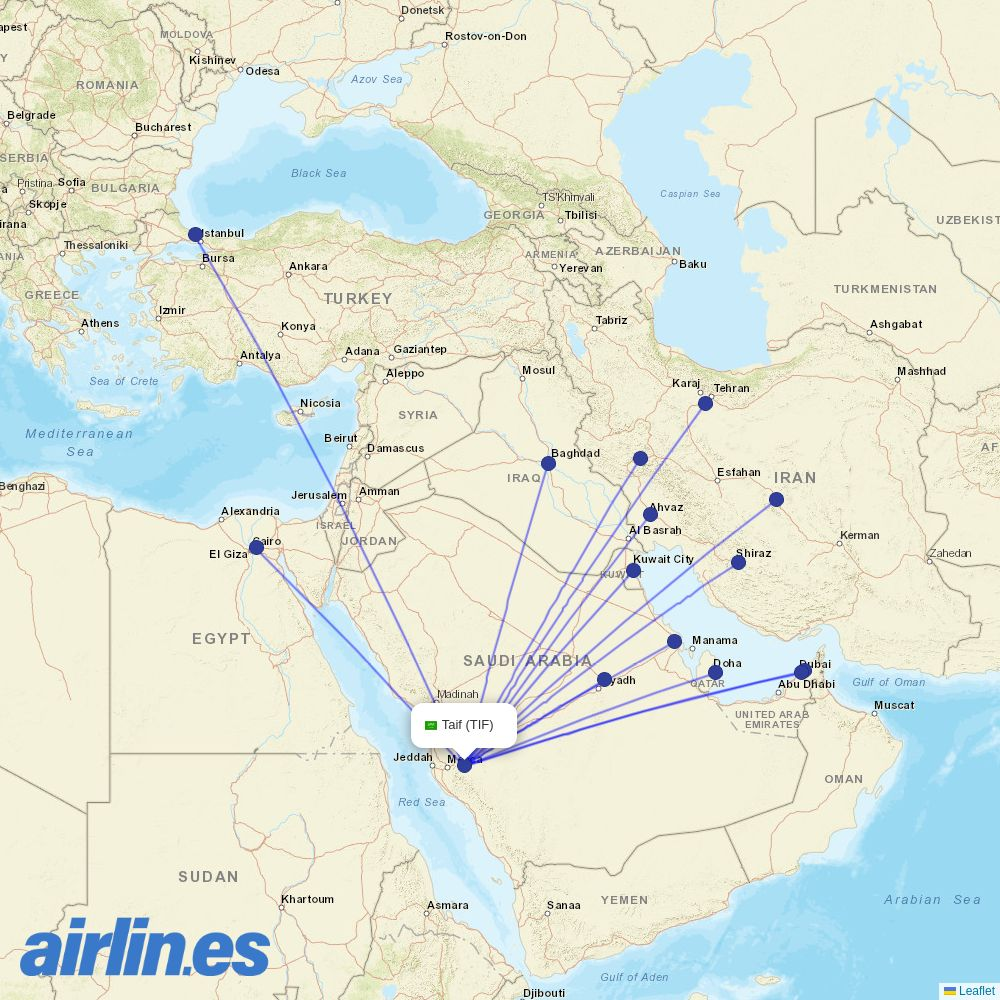 Flyadeal at TIF route map