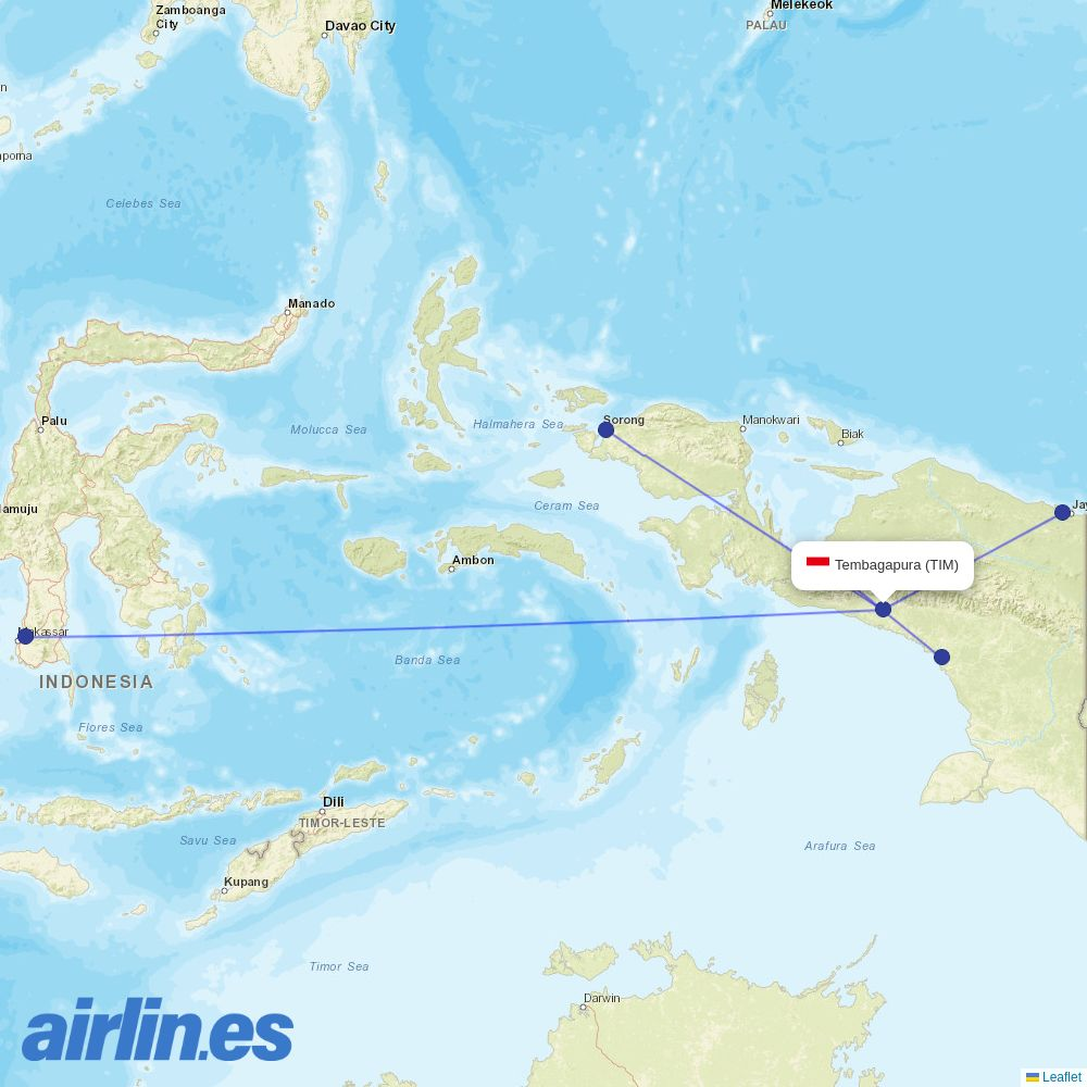 Wings Air from Moses Kilangin destination map