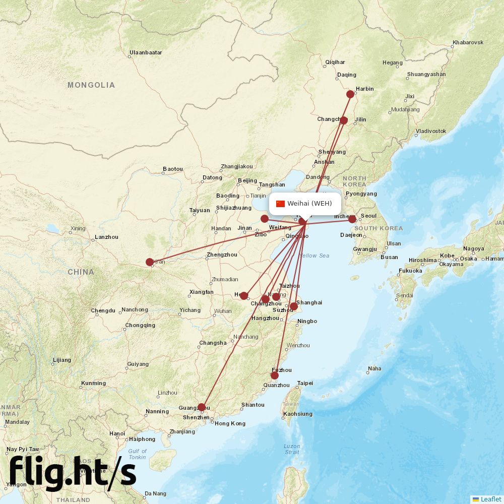 Air India from Tirupati destination map