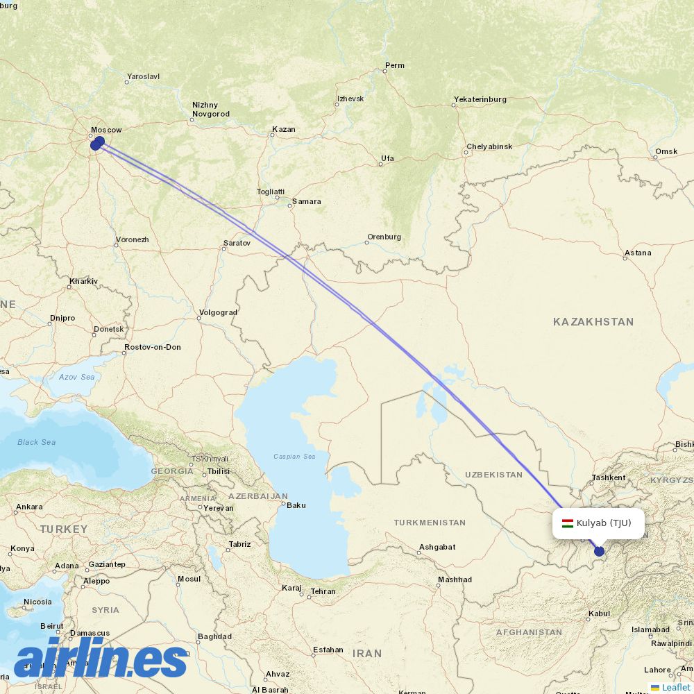 Ural Airlines at TJU route map