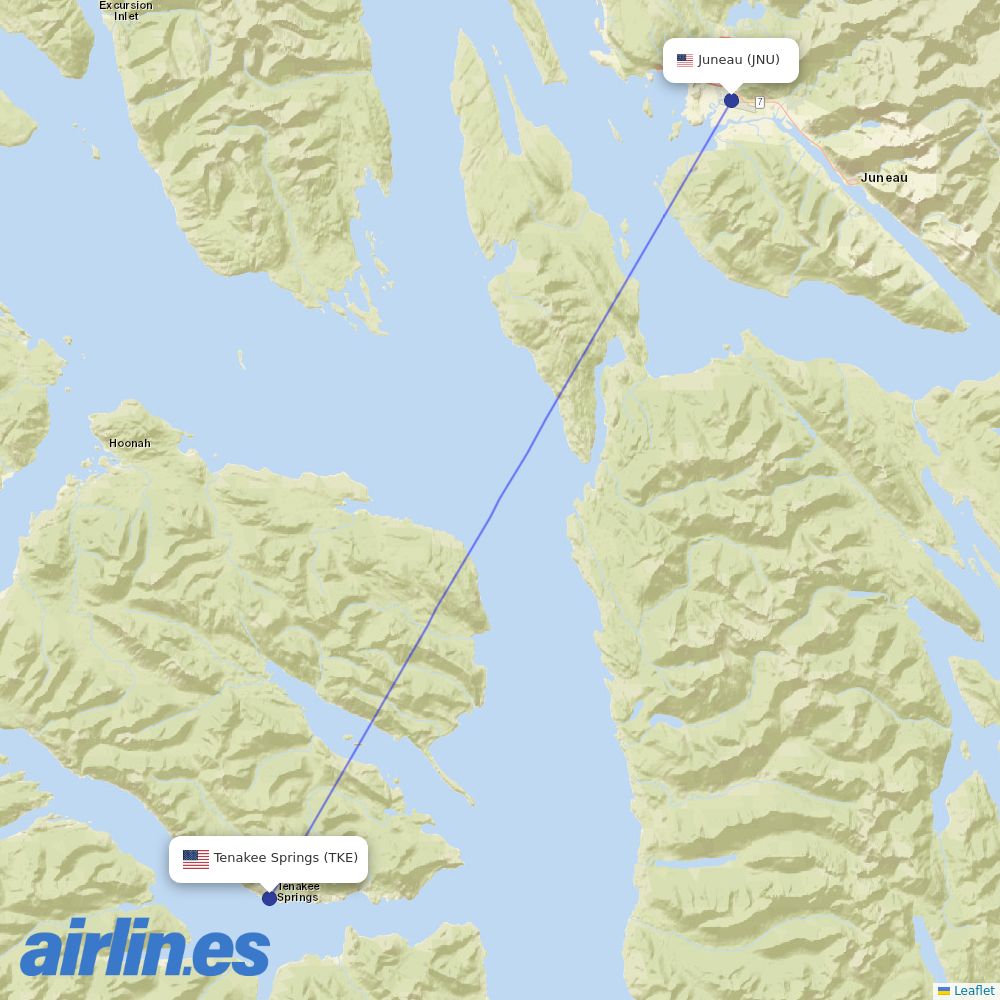Alaska Seaplanes at TKE route map