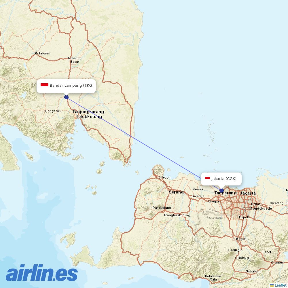 Lion Air from Bandar Lampung destination map
