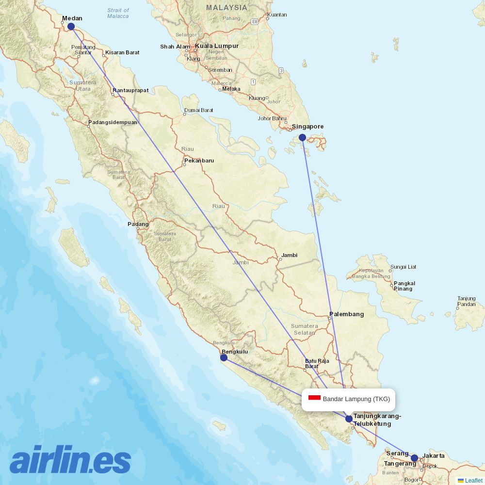 Indonesia AirAsia at TKG route map