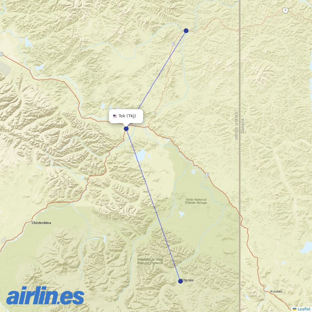 40-Mile Air at TKJ route map