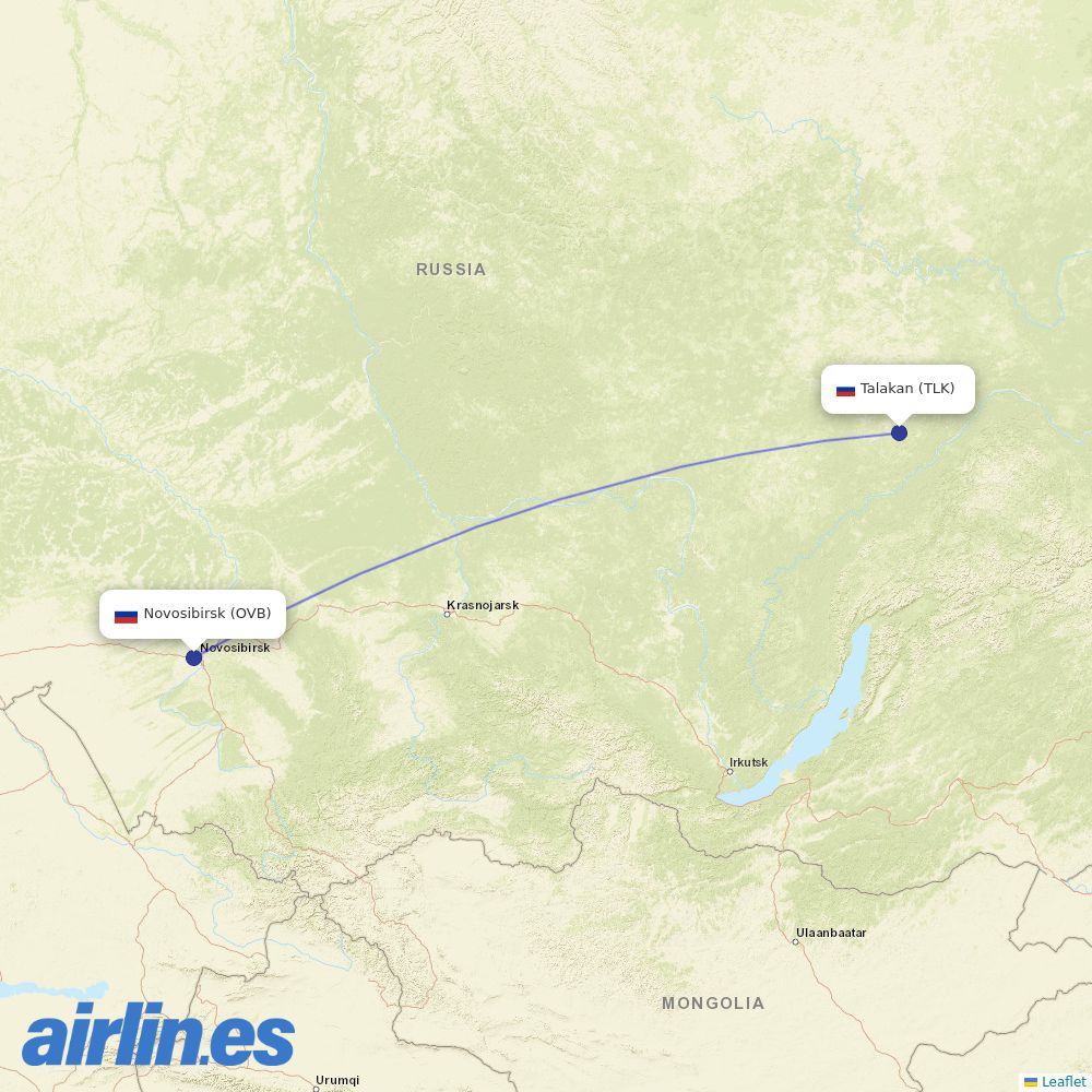 S7 Airlines from Talakan Airport destination map