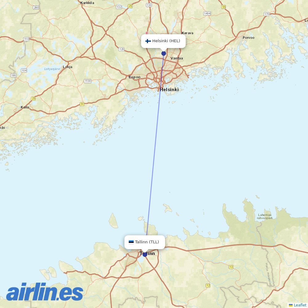 Finnair at TLL route map
