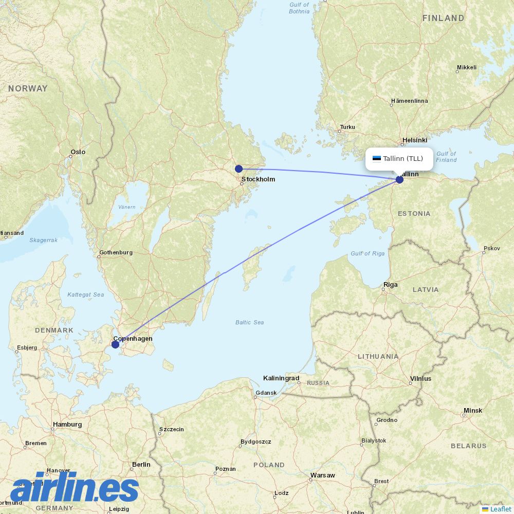 SAS at TLL route map
