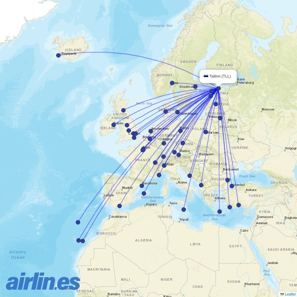 Wizz Air Malta from Tallinn destination map