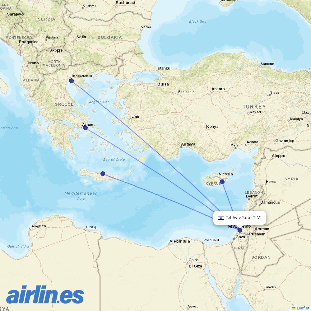 Aegean at TLV route map