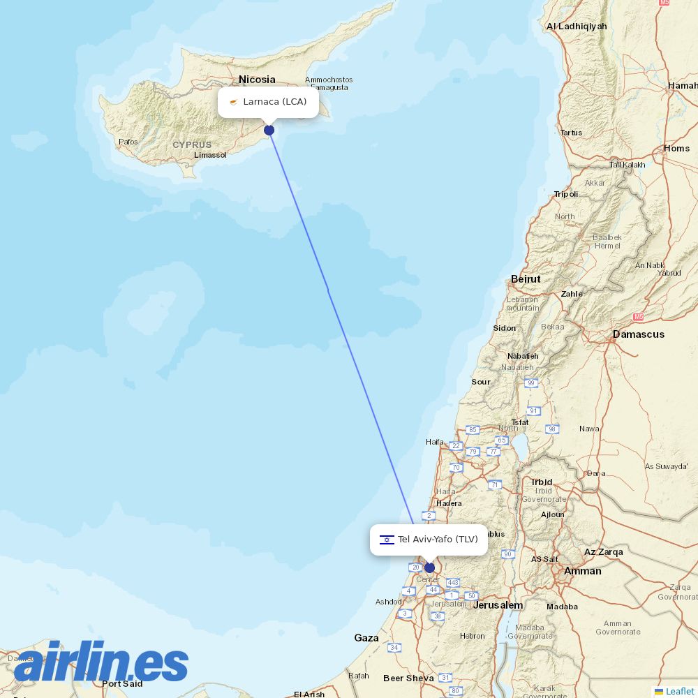 Cyprus Airways at TLV route map