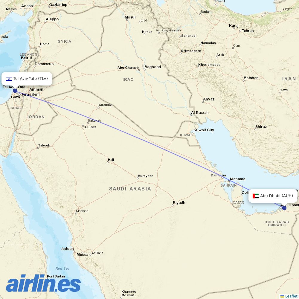 Etihad at TLV route map