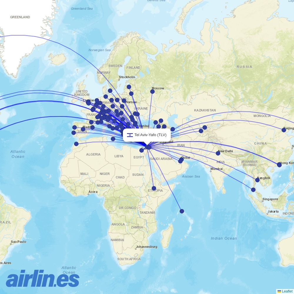 Neos from Ben Gurion International Airport destination map