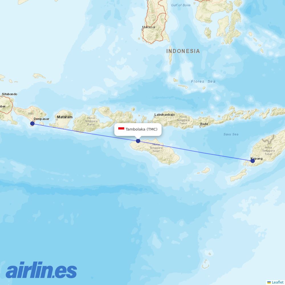 Wings Air from Tambolaka Airport destination map