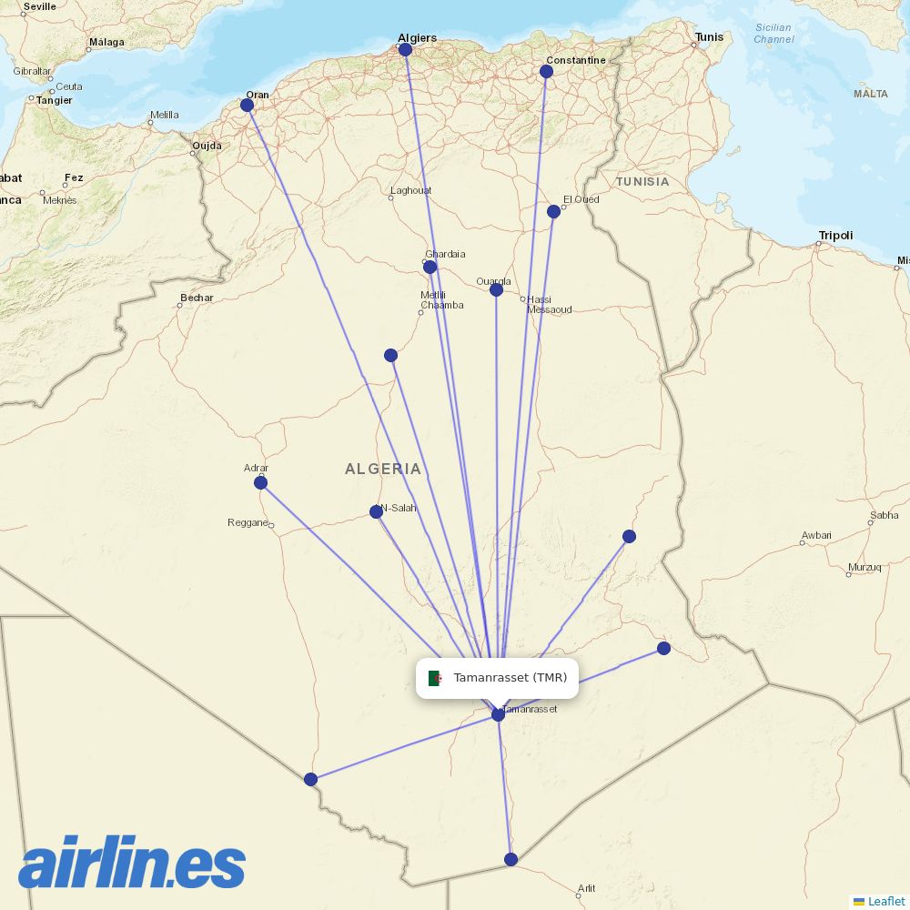 Air Algerie at TMR route map